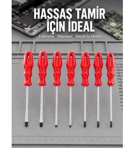 Düz ve Yıldız Başlıklı 7li Tornavida Seti Ergonomik Tutma