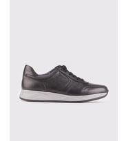 Gerçek Deri Siyah Bağcıklı Sneaker Erkek Spor Ayakkabı