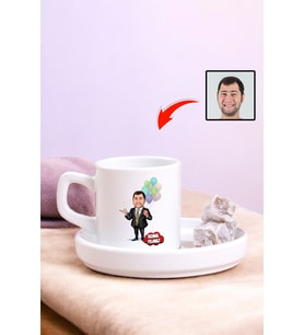 Abiye Doğum Günü Hediyesi Kişiye Özel Karikatürlü Türk Kahvesi Fincanı