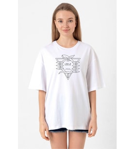 Neon Genesis Evangelion Seele Logo Beyaz Kadın Oversize Tshirt