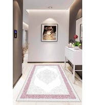 Pembe Klasik Göbekli Kaymaz Tabanlı Dekoratif Halı MK07 - 100 x 160 cm