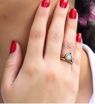 Doğal Taş Aytaşı Doğal Taşlı Antik Model Kadın Ayarlanabillir Yüzük euy72ay (Beyaz)
