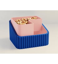 3D Baskı Fıstık Kasesi - Çift Hazneli Kabuk Ayırıcı Sunum Kasesi - Mavi Pembe