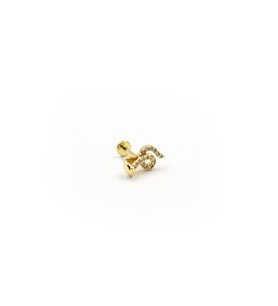 Gold Taşlı Yılan Tragus Helix Piercing – Anti Alerjik, Kararma Yapmaz