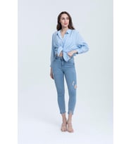 Kadın Oversize Salaş Gömlek Bebe Mavi (Bebek Mavisi)
