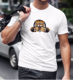 BK Gift Kaplan Tasarımlı Beyaz T-Shirt-1