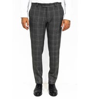 Kare Desenli Slim Fit Füme Erkek Pantolon - Wessi