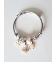 Pandora Model Çapa Ve Boncuk Charm Çelik Bileklik