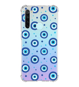 PrintiFy Xiaomi Redmi Note 8 Uyumlu Nazar Boncuğu 1 Baskılı Şeffaf Köşe Korumalı Antişok Kılıf