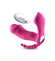 Şarjlı Uzaktan Kumandalı Isıtmalı G-Spot Klitoris Emiş Giyilebilir 3 in 1 Yapay Penis anl Vibratör