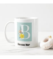 B Harfine Özel İsimli Baskılı Kupa Bardak (Beyaz)