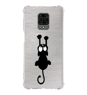 Xiaomi Redmi Note 9S Köşe Korumalı Antişok Kapak Çizgi Kedi Tasarımlı Şeffaf Silikon Kılıf