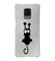 Xiaomi Redmi Note 9S Köşe Korumalı Antişok Kapak Çizgi Kedi Tasarımlı Şeffaf Silikon Kılıf