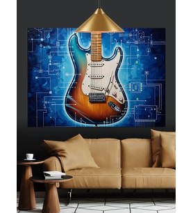 Elektronik Gitar Rock Müzik Dekoratif Kanvas - Mdf Ahşap Tablo