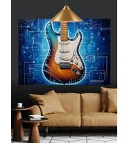 Elektronik Gitar Rock Müzik Dekoratif Kanvas - Mdf Ahşap Tablo