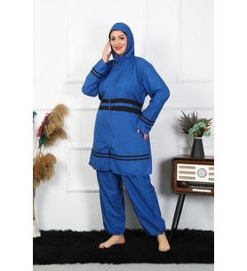 Akbeniz Büyük Beden Tesettür Mayo 7XL-8XL-9XL-10XL İndigo 55010
