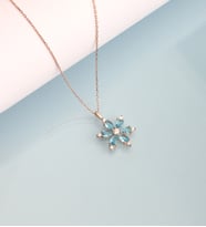 925 Ayar Gümüş Aquamarine Taşlı Nergis Çiçeği Kolye