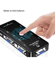 TechTic 4 Port Usb Kvm Switch Çoklayıcı 4pc Tek Monitör Kasa Çoğaltıcı