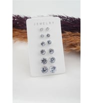 Kadın 6 Boy 12 Adet Oval Model Zirkon Taşlı Küpe Seti