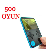 MDS500 Dahili Oyunlu Mini Game Console Taşınabilir Retro Oyun Konsolu Eğlence Keyif Bir Arada (Mavi)