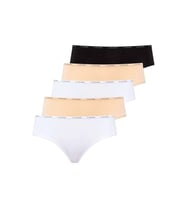 U.S. Polo Assn. Kadın 5'li Yüksek Bel Slip (Siyah-Beyaz-Ten-Beyaz-Ten) (Çok Renkli)