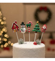 5 Adet Yılbaşı Temalı Pasta Süsü Seti - Noel Kek Kurabiye Dekorasyonu - Silikon Figürler