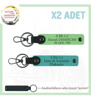 Motosiklet Maceracılarına, İsim Plaka ve 0 + Kan Grubu Yazılı x2 Anahtarlık, K Turkuaz-F Yeşil-Laci (Çok Renkli)