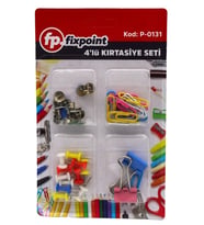 Fixpoint Kırtasiye Seti Mantar Çivisi,Raptiye,Kıskaç,Ataş - 3 paket