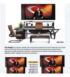 DERİ ÜZERİ UV BASKILI ÇERÇEVELİ MAKAM ATATÜRK PANOSU 14-150*250