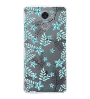 Huawei Y7 Prime Uyumlu Kapak Floral Su Yeşili Tasarımlı Şeffaf Silikon Kılıf