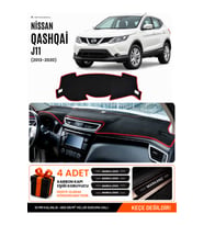 NİSSAN QASHQAI J11 (2013-2020) Uyumlu Torpido Örtüsü Torpido Kılıfı - Siyah Kırmızı