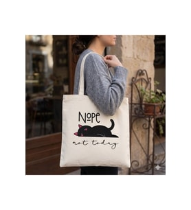 Le Vion nope kedi - Baskılı Bez Çanta 38x42 cm 170 Gr Omuz Çantası Kadın Alışveriş Çantası
