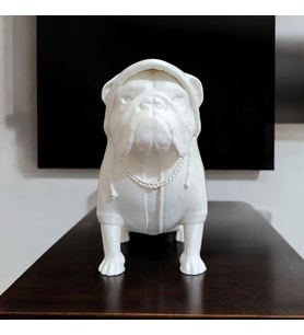 Bulldog Köpek Biblo Dekor 16,5x9,5x15 cm (Beyaz)