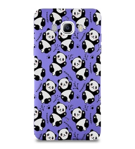 Samsung Galaxy J7 2016 Uyumlu Lansman Kılıf Panda Tasarımlı İçi Kadife Kapak-Mor (Şeffaf)