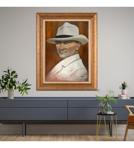 Altın Paspartulu Atatürk  Çerçeveli Tablo C203 (Gold)