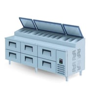 Iceinox Pizza Hazırlık Buzdolabı Çekmeceli GN 2/1-200: 6 Adet (Gri)