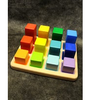 Montessori Tablalı Kare Bloklu Renk Eşleştirme Oyunu