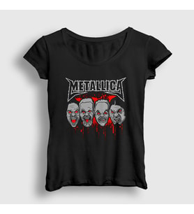 Presmono Kadın Siyah Band V2 Metallica T-Shirt 291307tt