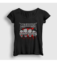 Presmono Kadın Siyah Band V2 Metallica T-Shirt 291307tt