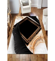 Dijital Kaymaz Taban Yıkanabilir Salon Halısı Mutfak Halısı Koridor Halısı Yolluk ND-HS-263 (Çok Renkli)