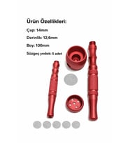 Metal Pipo 14mm, 12,6mm derinlik, 100mm + 5 yedek süzgeç