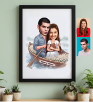 Kişiye Özel Karikatürlü Romantik Sevgililer Siyah Çerçeve Sevgililer Günü Hediyesi