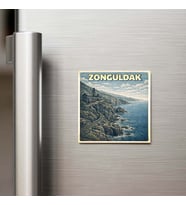 Zonguldak Şehri - Pop-Art Travel - 9x9 cm Buzdolap Magneti