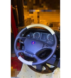 Dikişli Direksiyon Kılıfı Siyah/bej Deri Siyah Dikişli Scanıa Tır Kamyon Için H. Kargo