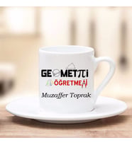 Geometri Öğretmeni Türk Kahve Fincanı (Beyaz)