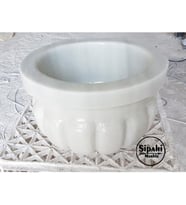 Sipahi Marble Beyaz Mermer Kavun Dilimli Yuvarlak Mini Kurna