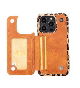 Bouletta Apple iPhone 14 Pro Uyumlu Deri Kılıf UBW LEO1N (Leopar)