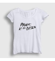 Presmono Kadın Beyaz Brush Panic! at the Disco T-Shirt 72230tt (Beyaz)