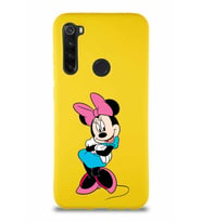 Xiaomi Redmi Note 8 Soft Premier Kapak Minnie Mouse-D Tasarımlı Silikon Kılıf - Sarı (Şeffaf)