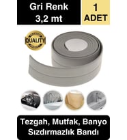 Premium Gri Ocak Tezgah Kenarı Banyo Mutfak Sızdırmaz Bant Su Geçirmez Küfe Dayanıklı 3,2 mt 1 Adet